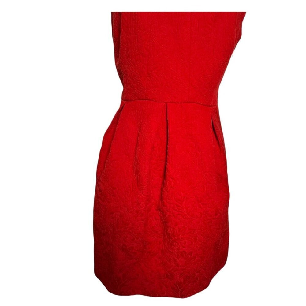 Moulinette Soeurs Red Jacquard Fit & Flare Dress Women’s Size 6 anthropologie - Picture 7 of 11